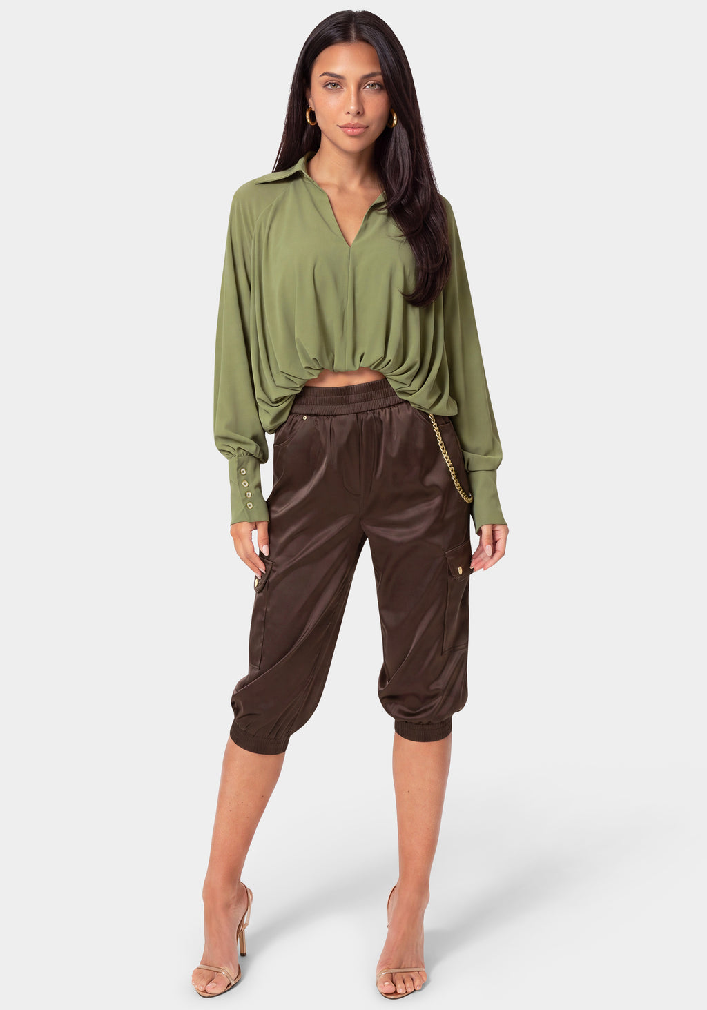 Front View-CAPRI CARGO JOGGER-CHOCOLATE MARTINI