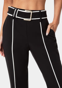 Side View-TAILORED HIGH WAIST STRAIGHT LEG PANTS-BLACK