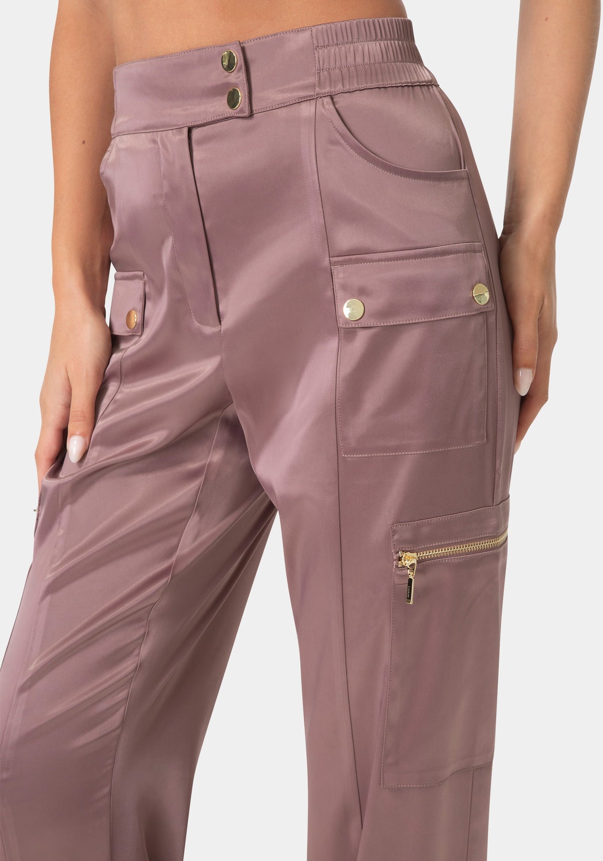 Other View-LIQUID SATIN CARGO JOGGERS-TRUFFLE