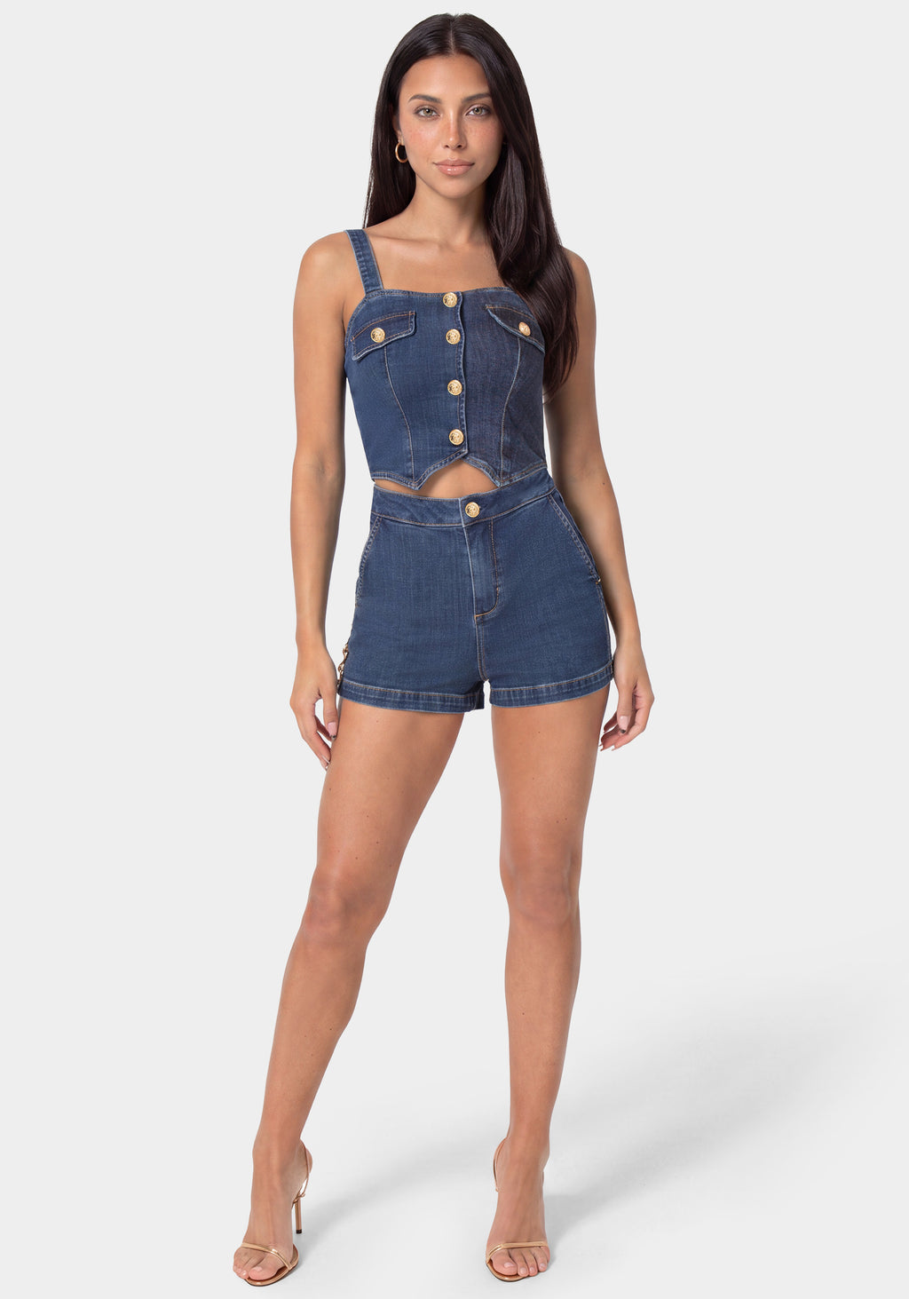 Detail View-FOOLER DENIM ROMPER-BLUE OBSESSION WASH