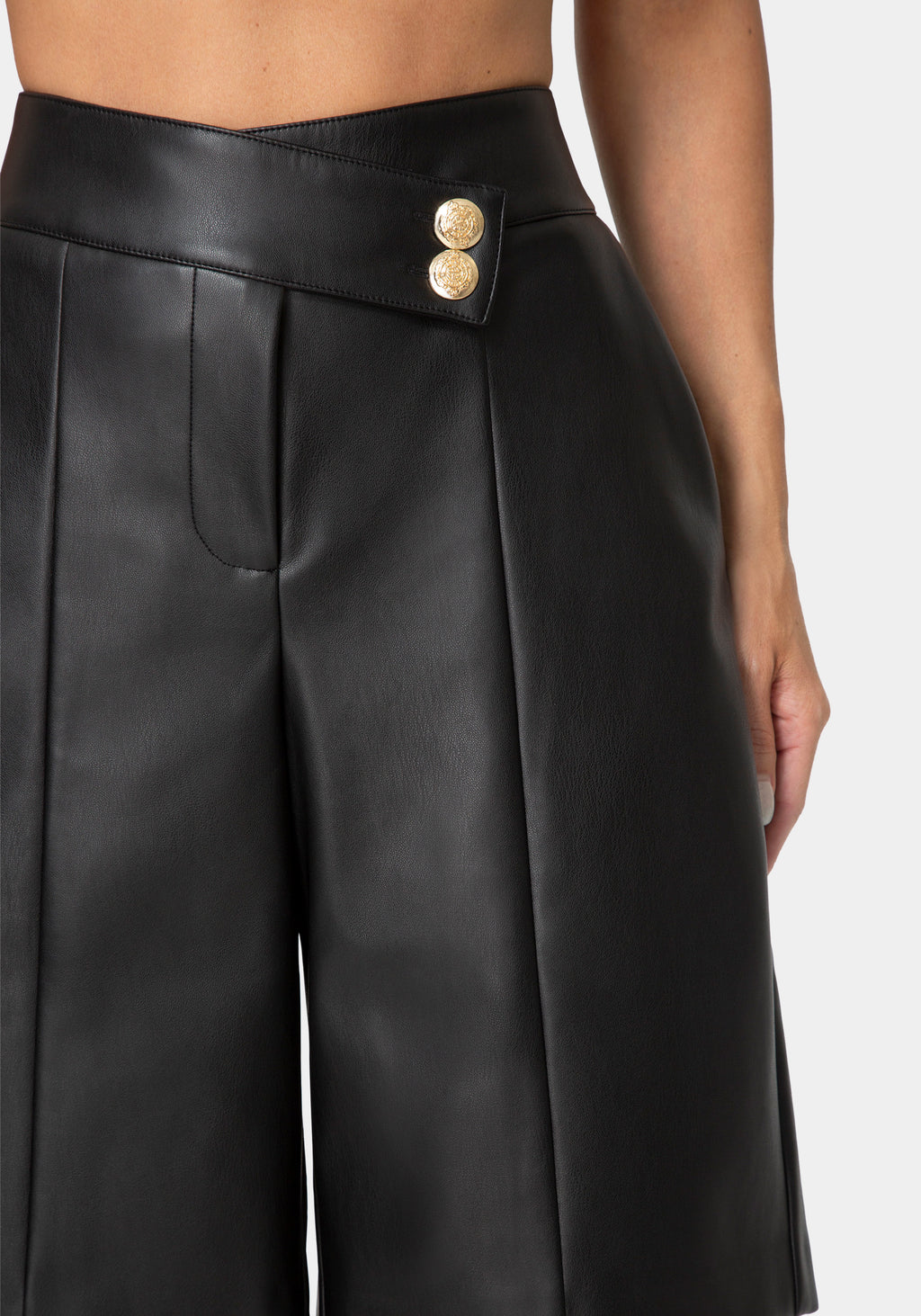 Other View-VEGAN LEATHER BERMUDA PANTS-BLACK