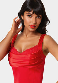Other View-Front Drape Corset Top-Tango Red
