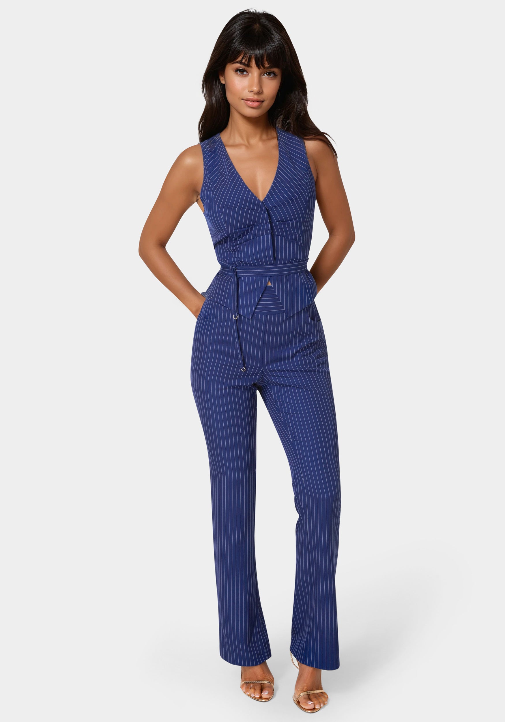Additional view - Tailored Stripe Vest - Blue Intention Pinstripe
