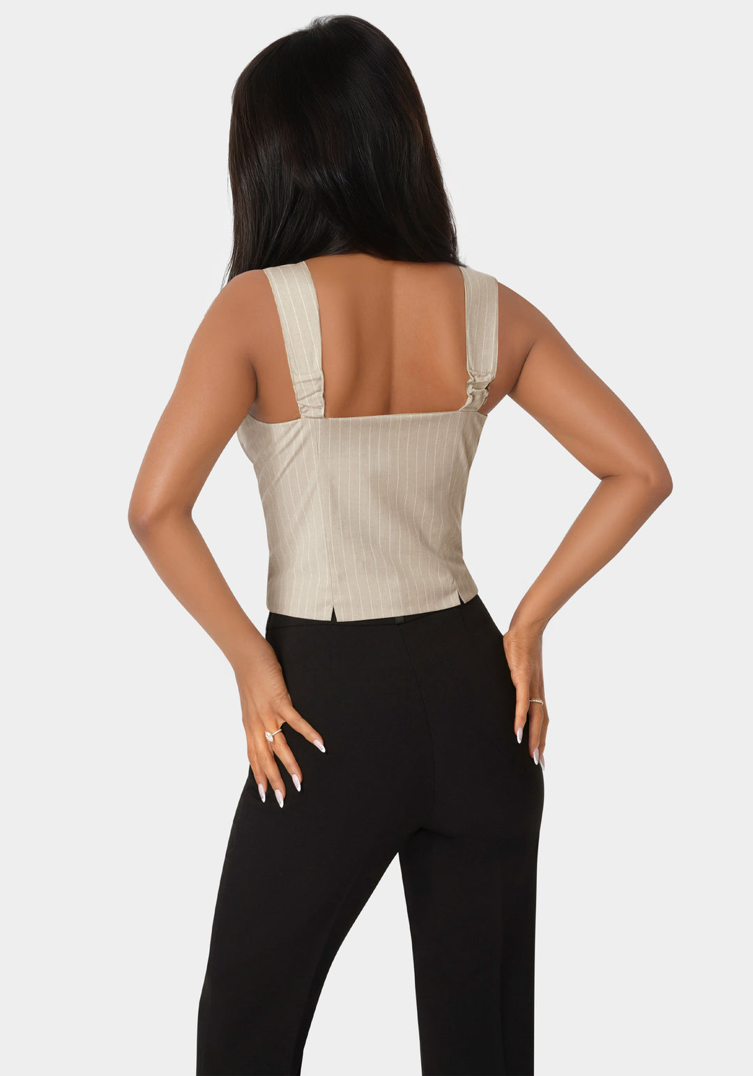 Back view - Stripe Corset Top - Bare Affair Pinstripe
