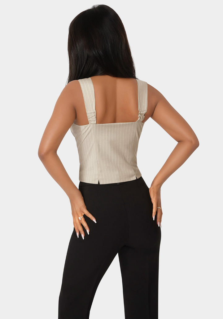 Back view - Stripe Corset Top - Bare Affair Pinstripe