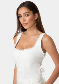 Other View-Lace Up Linen Top-WHITE ALYSSUM