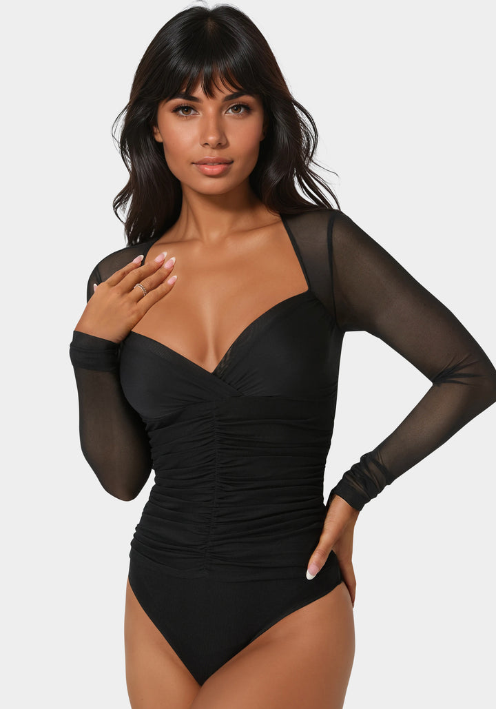 Shirred Mesh Bodysuit
