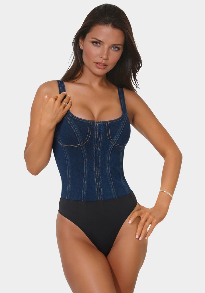 Fitted Denim Bodysuit