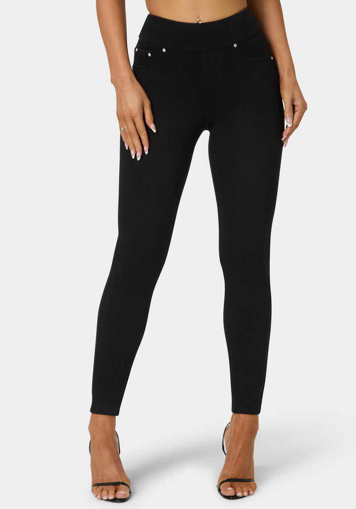 Front View-Natural Waist Jegging-Black Wash