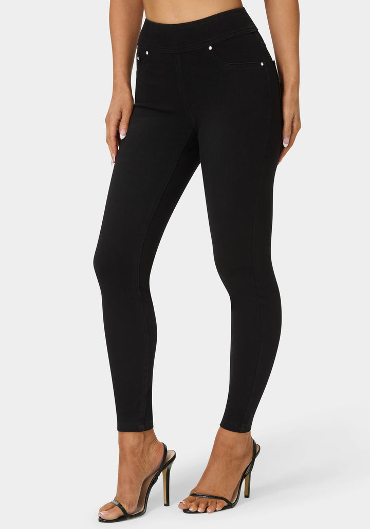 Side View-Natural Waist Jegging-Black Wash