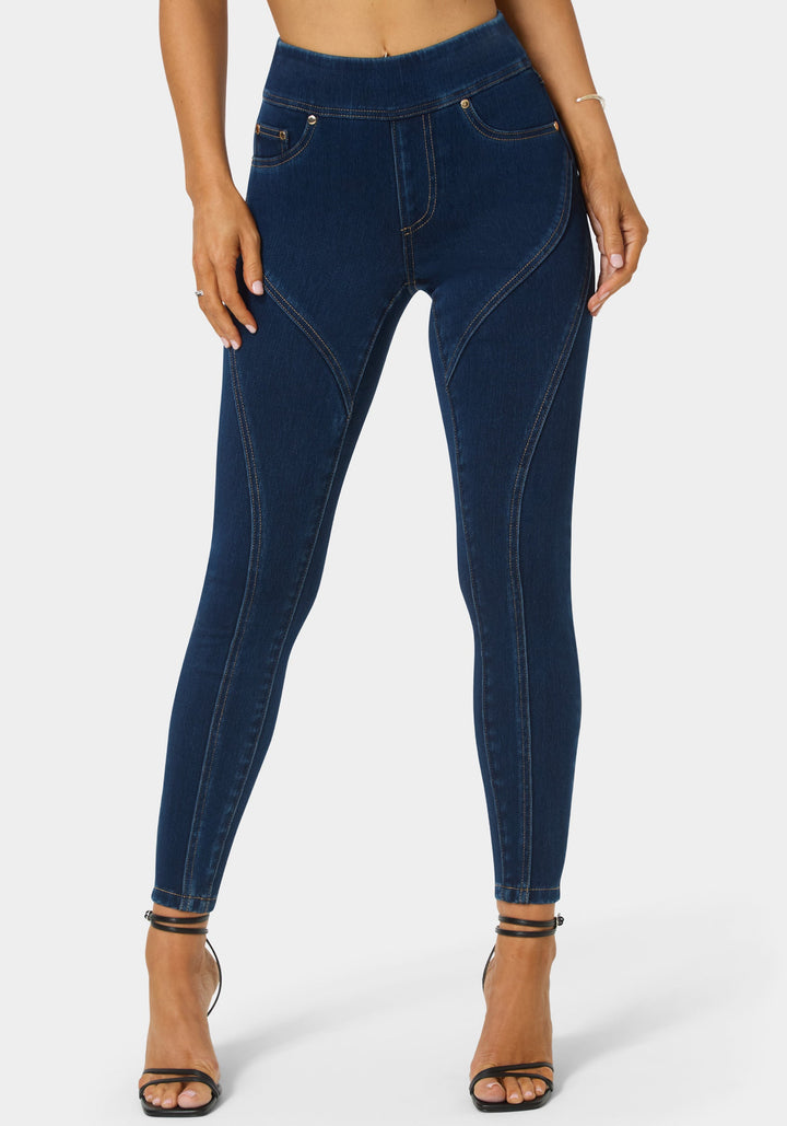 Front View-Natural Waist Jegging-MIDNIGHT BLUE WASH