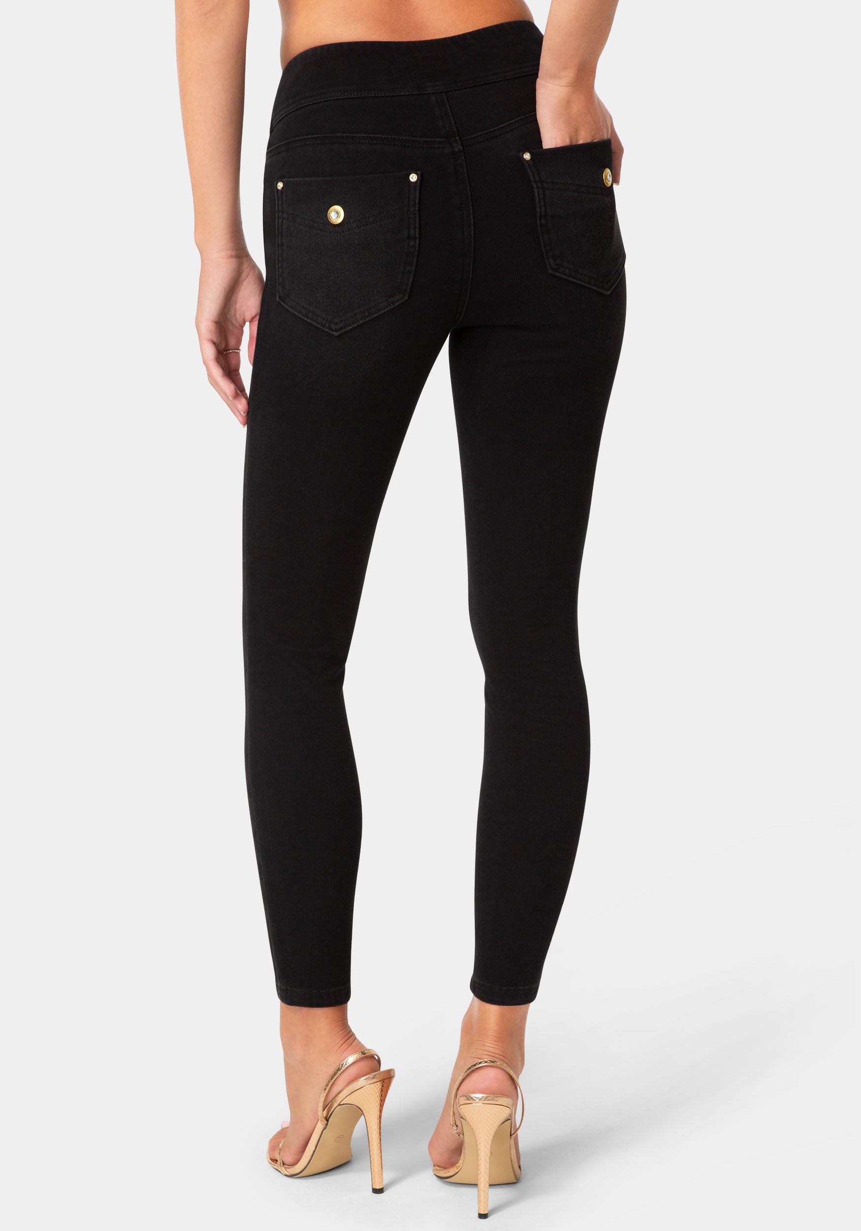 Back View-5 POCKET JEGGINGS-BLACK WASH