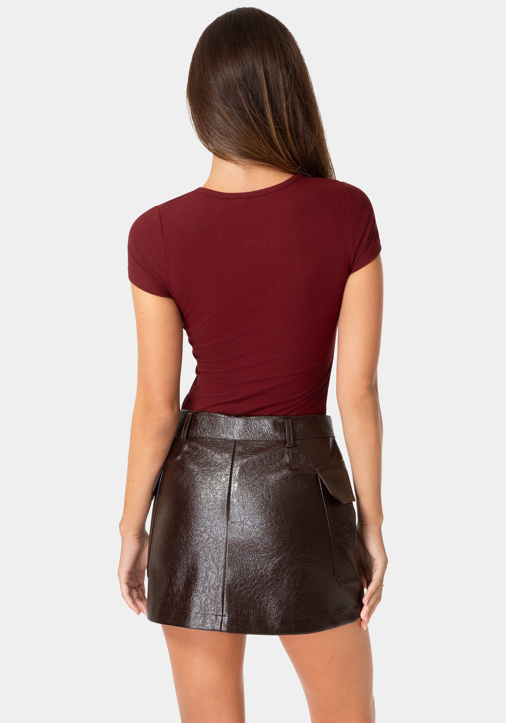 Back View-SHORT SLEEVE BABY BEBE LOGO TEE-CABERNET