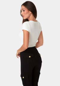 Back View-SHORT SLEEVE BABY BEBE LOGO TEE-WHITE ALYSSUM