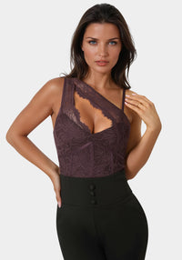 Other View-Asymmetric Fooler Lace Jumpsuit-Coco Bordeaux/Black