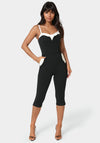 Satin Peek A Boo Capri Leg Jumpsuit