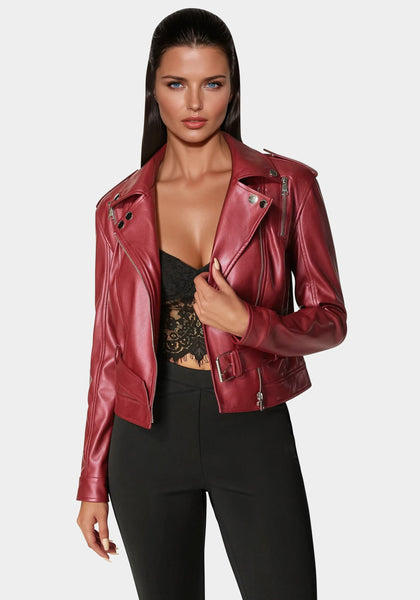 ジャケット・アウター Little suzie Vegan Leather Belted Jacket Women's Belted Vegan Leather Jacket | Women's Clearance