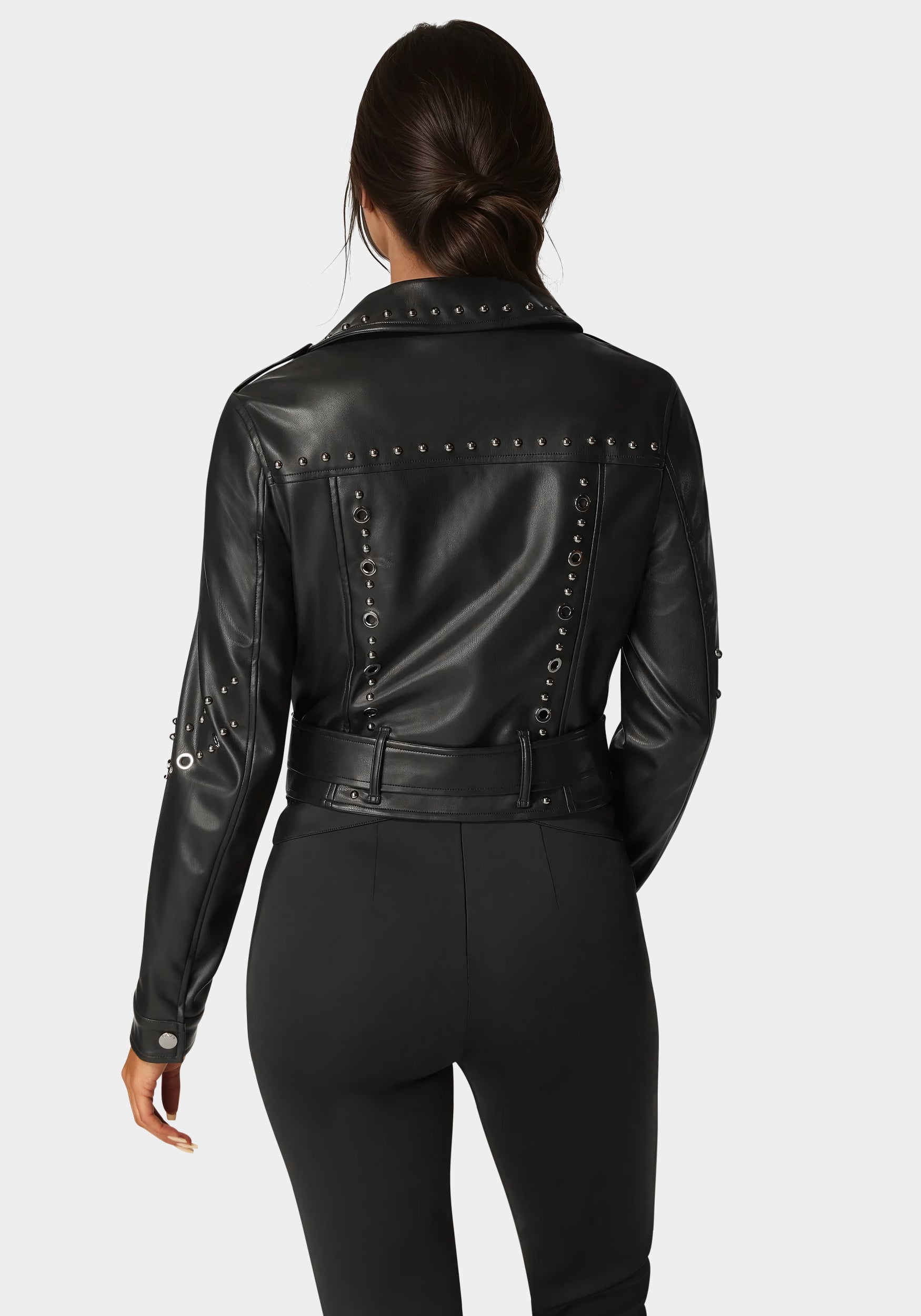 Studded Vegan Leather Moto Jacket – bebe