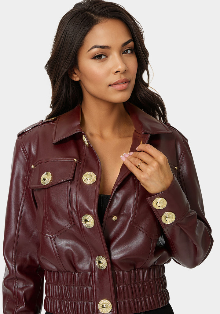 Cropped Vegan Leather Jacket