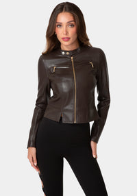 Detail View-MOTO BIKER JACKET-CHOCOLATE MARTINI