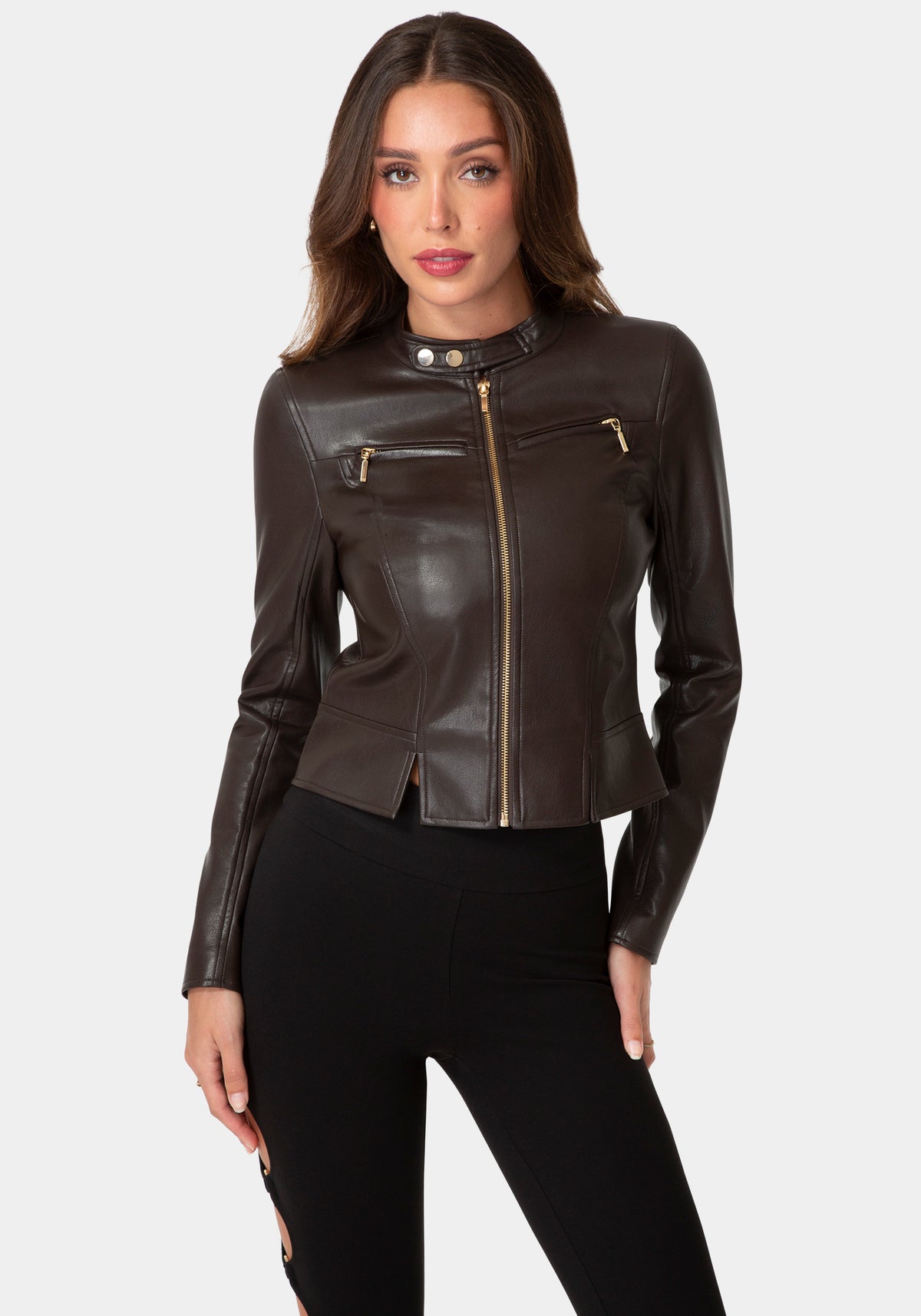 Detail View-MOTO BIKER JACKET-CHOCOLATE MARTINI