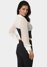 Back View-Corset  Blouse-Black/White Alyssum