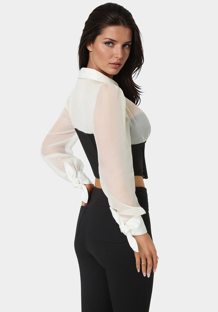 Back View-Corset  Blouse-Black/White Alyssum