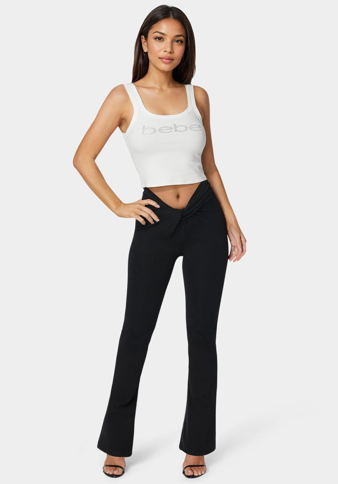 Twisted Waist Flared Leg Pant