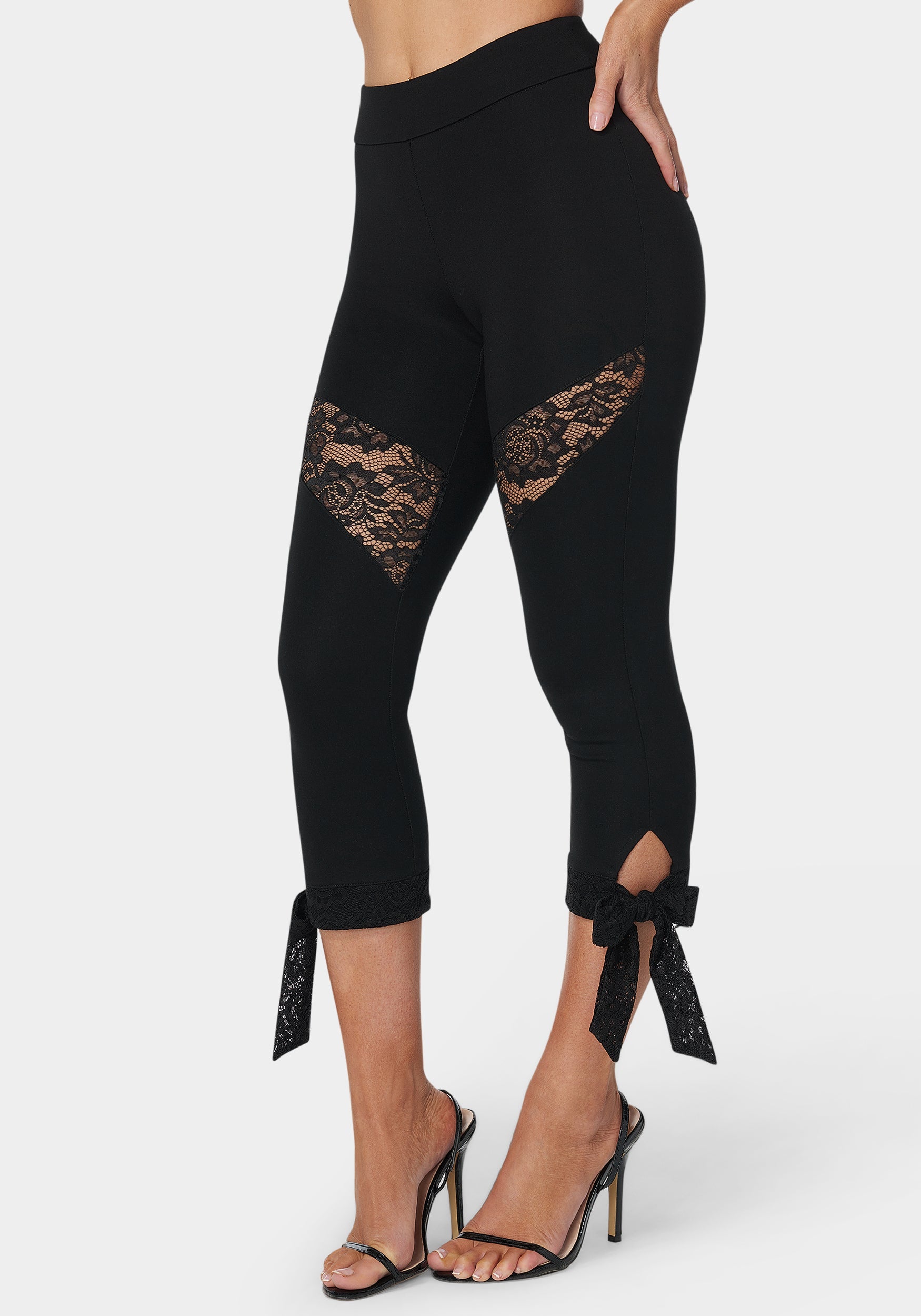 【BAON】Bebe Banding Lace Bermuda Waffle Cargo Pants Women's Bottoms - Pants, Jeans, Skirts & Shorts | bebe