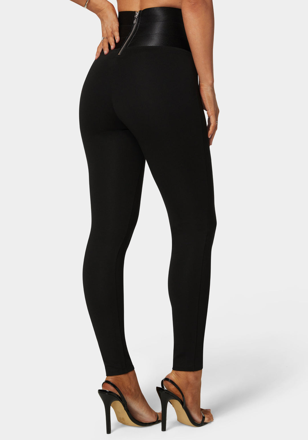 High Waisted Elastic Waistband Lace Up Legging