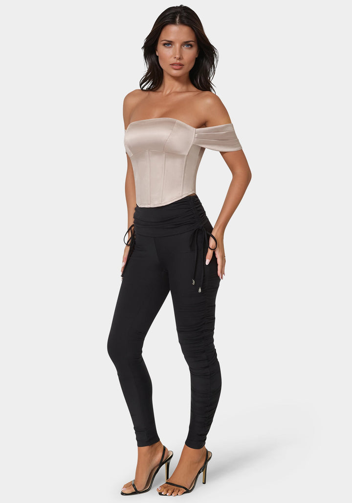 Side View-High Waist Bebe Gem Legging-Black