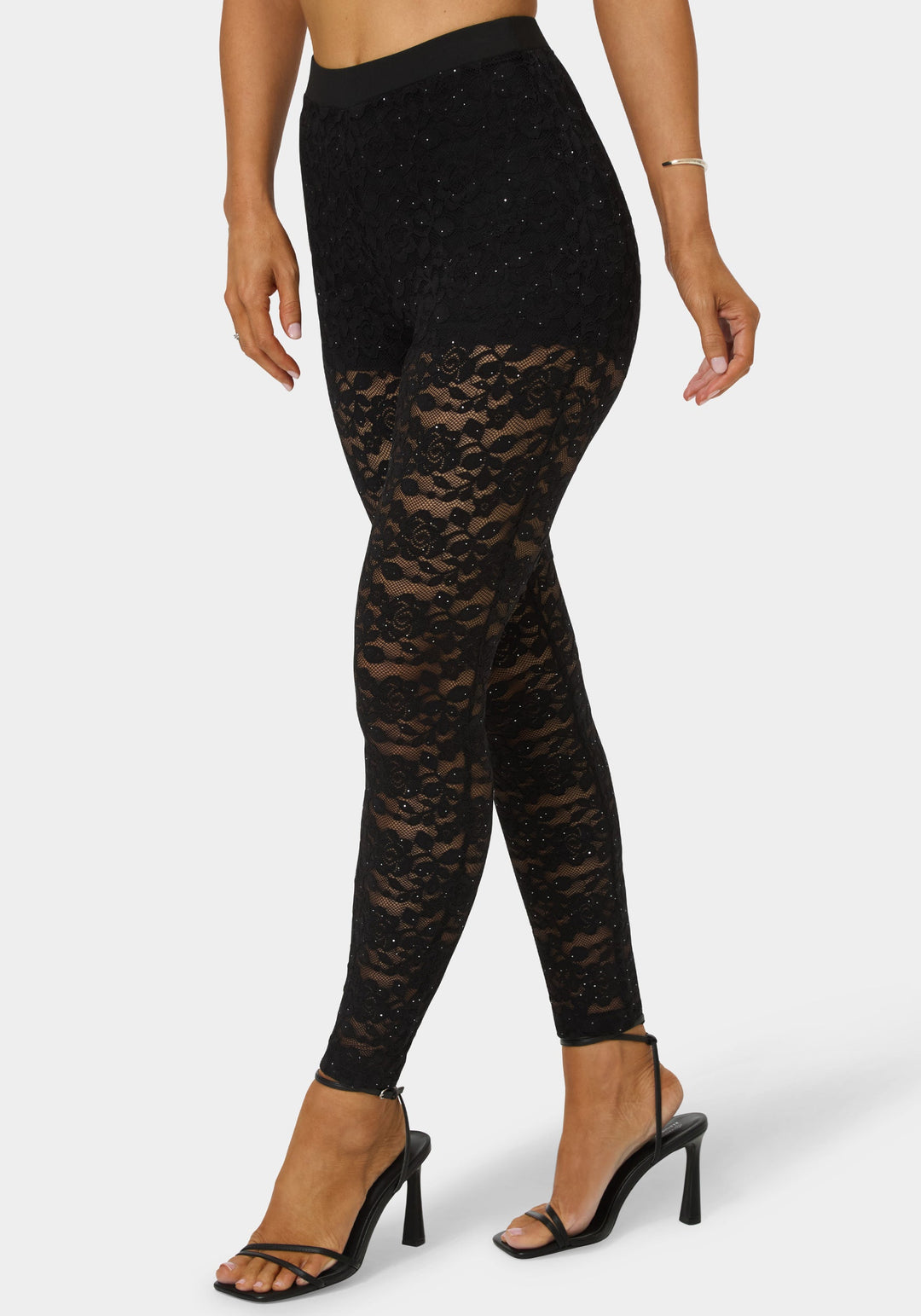 Other View-High Waist Embellished Stretch Lace Legging-BLACK