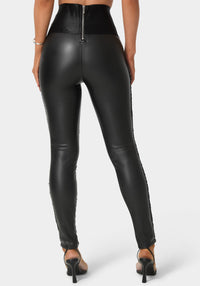 High Waist Elastic Waistband Sequin Legging