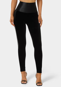 Other View-High Waist Elastic Waistband Velour Legging-BLACK