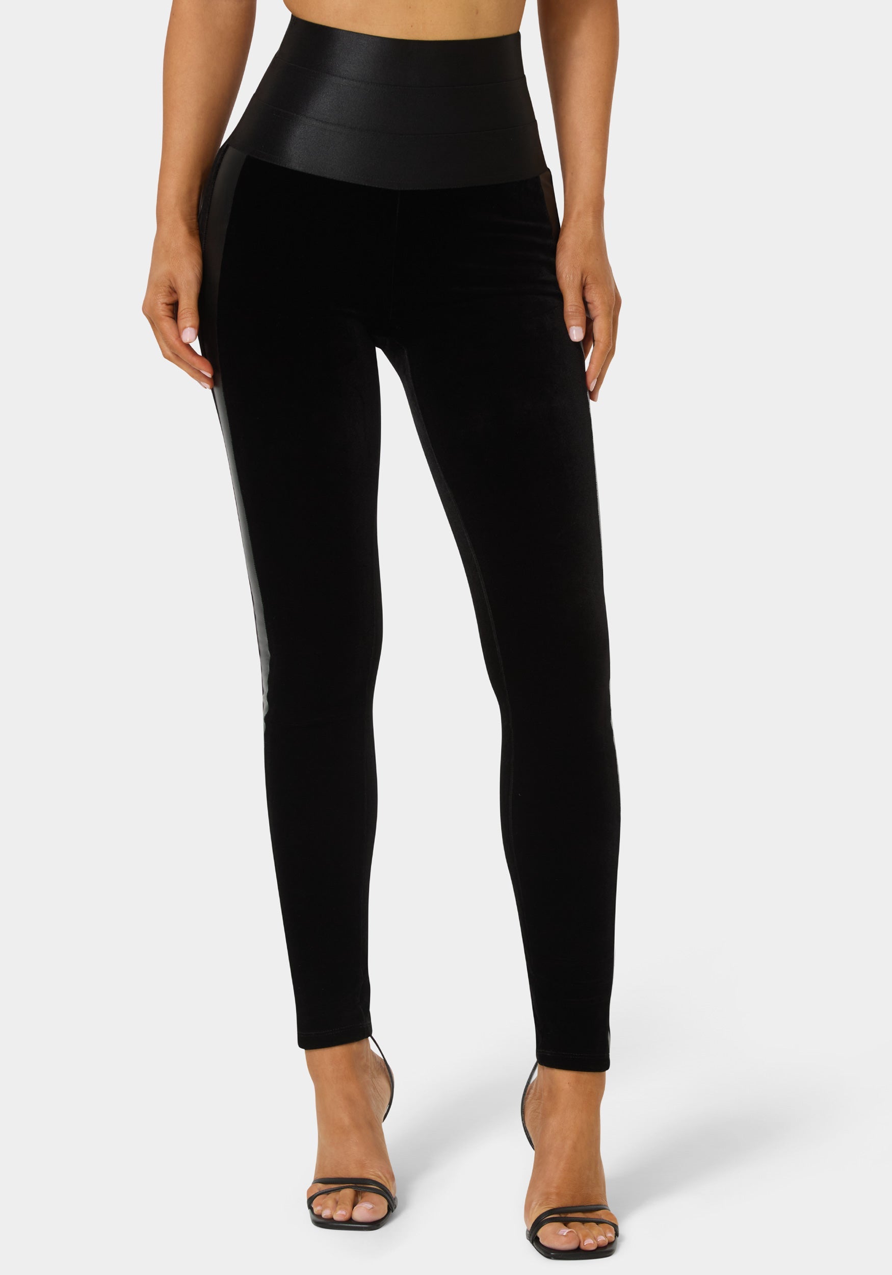 Other View-High Waist Elastic Waistband Velour Legging-BLACK