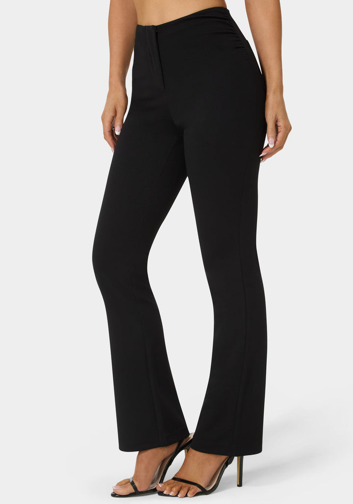 Side View-High Waist Stretch Mini Bootcut Pant-Black