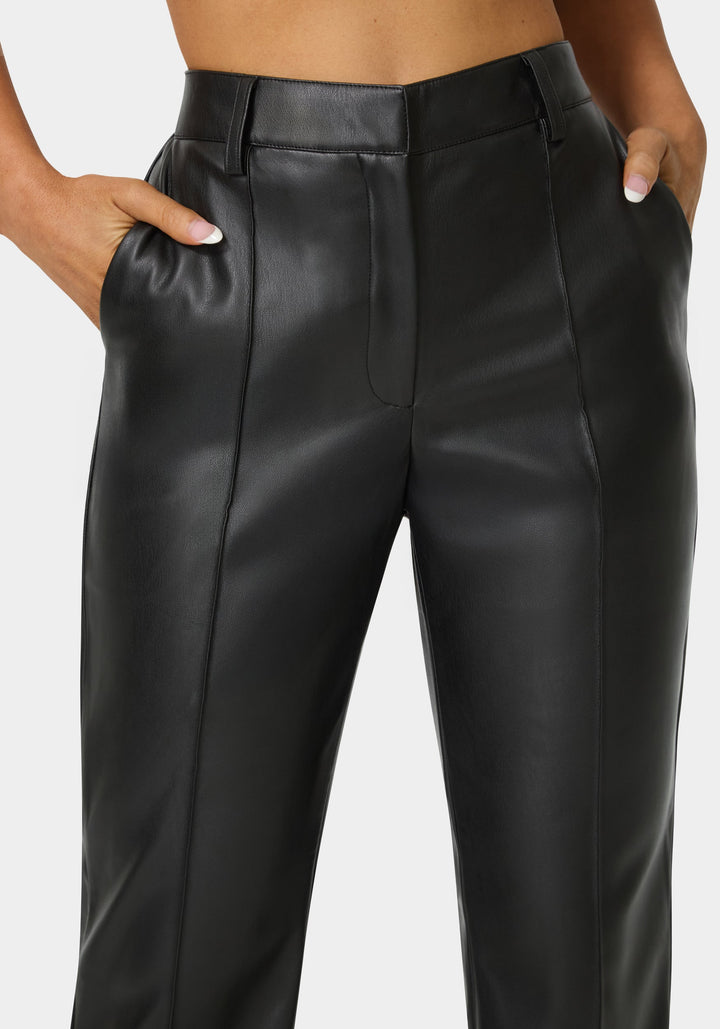 Other View-High Waist Vegan Leather Fit & Flare Pant-Black