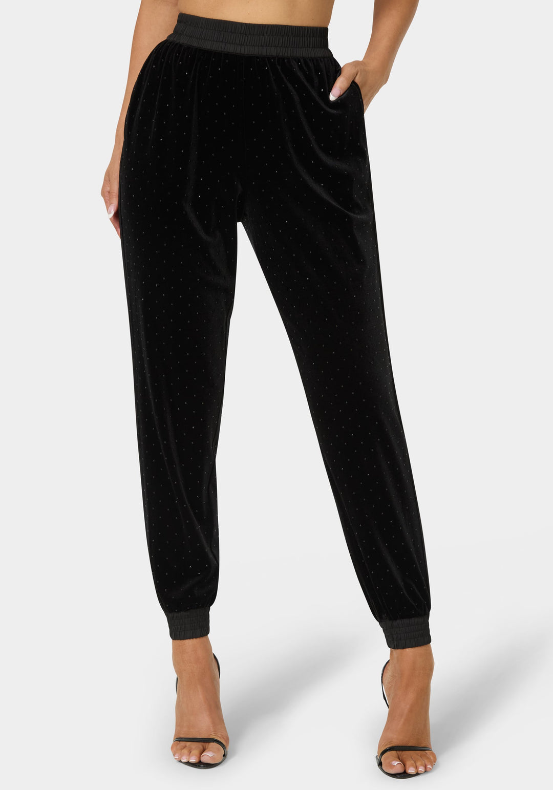 Front View-Embellished Jogger Pant-Black