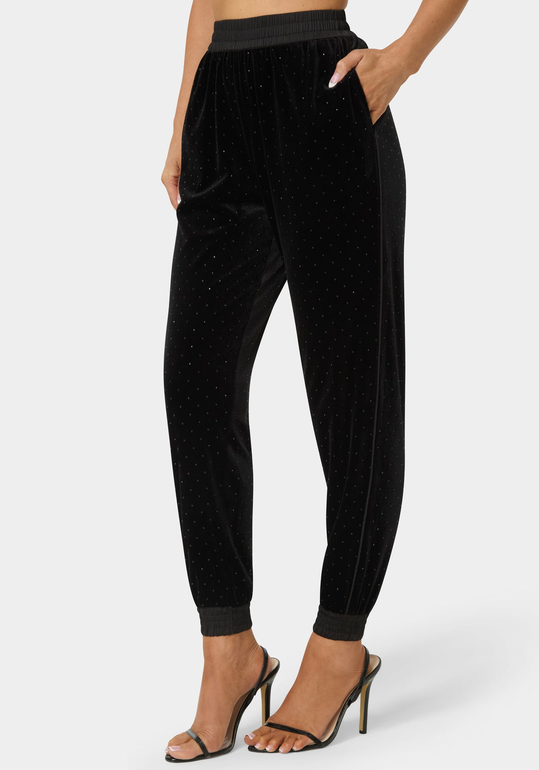 Side View-Embellished Jogger Pant-Black