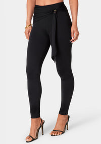 Other View-High Waist Draped Sash Legging-Black