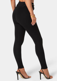 Back View-High Waist Belted Legging-Black