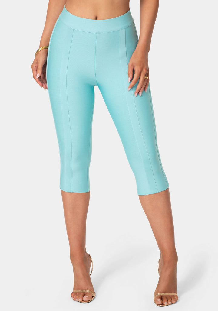 Front View-Bandage Capri Pant-Marine Blue
