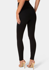 Back View-HIGH WAIST GOLD BUCKLE LEGGINGS-BLACK