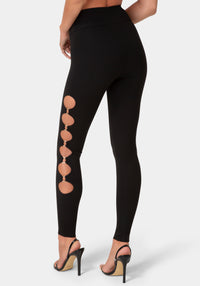 Back View-HIGH WAIST CUTOUT LEGGINGS-BLACK