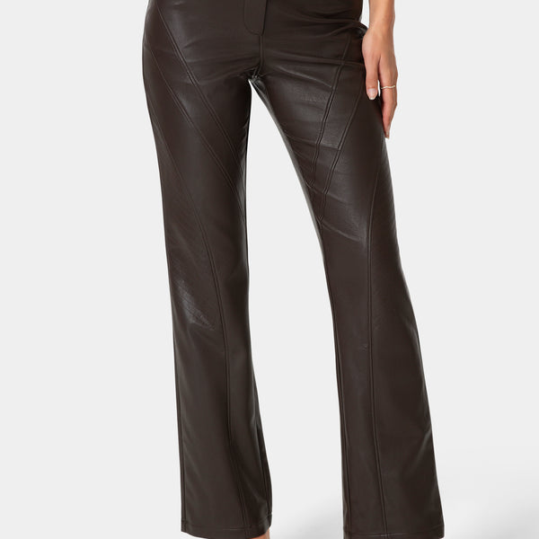 Front View-NATURAL WAIST6 MOTO BIKER PANTS-CHOCOLATE MARTINI