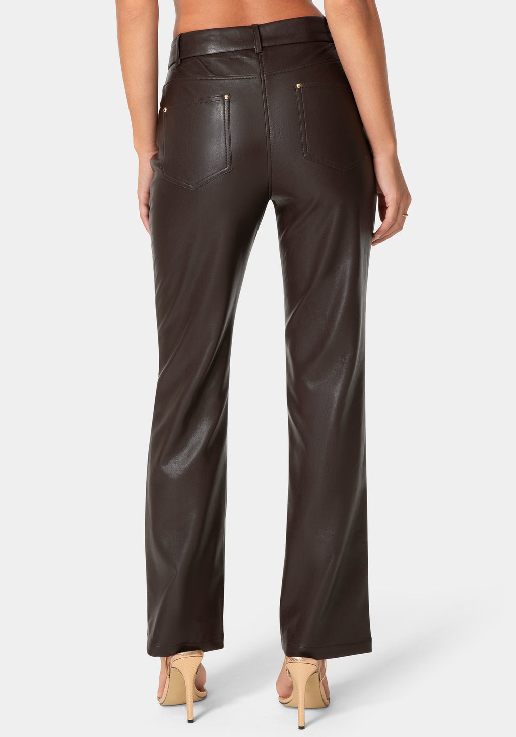 Back View-NATURAL WAIST6 MOTO BIKER PANTS-CHOCOLATE MARTINI
