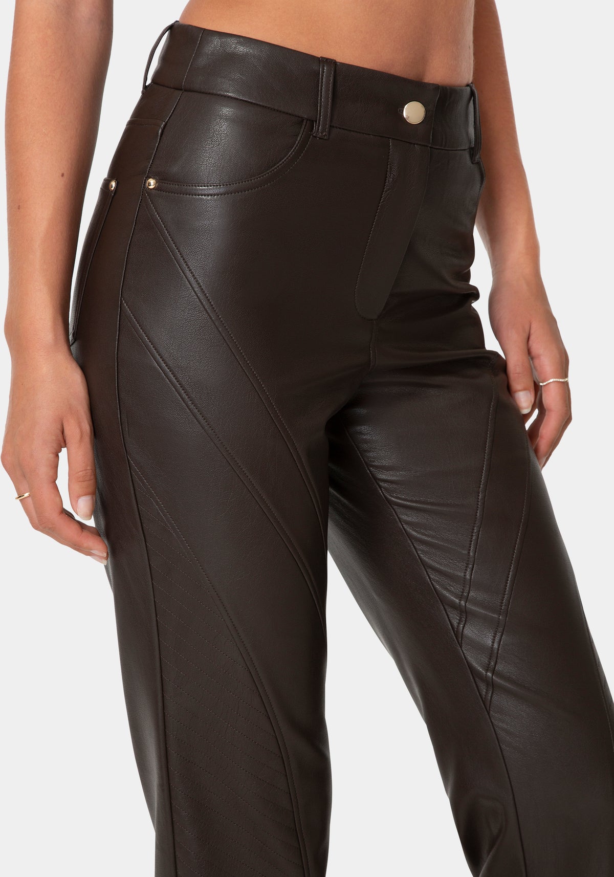 Other View-NATURAL WAIST6 MOTO BIKER PANTS-CHOCOLATE MARTINI