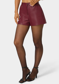 Other View-Vegan Leather Natural Waist Belted Shorts-BERRY KISS
