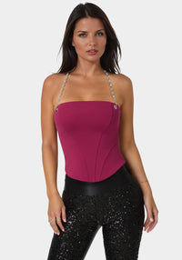 Front View-Chain Halter Corset-BERRY KISS