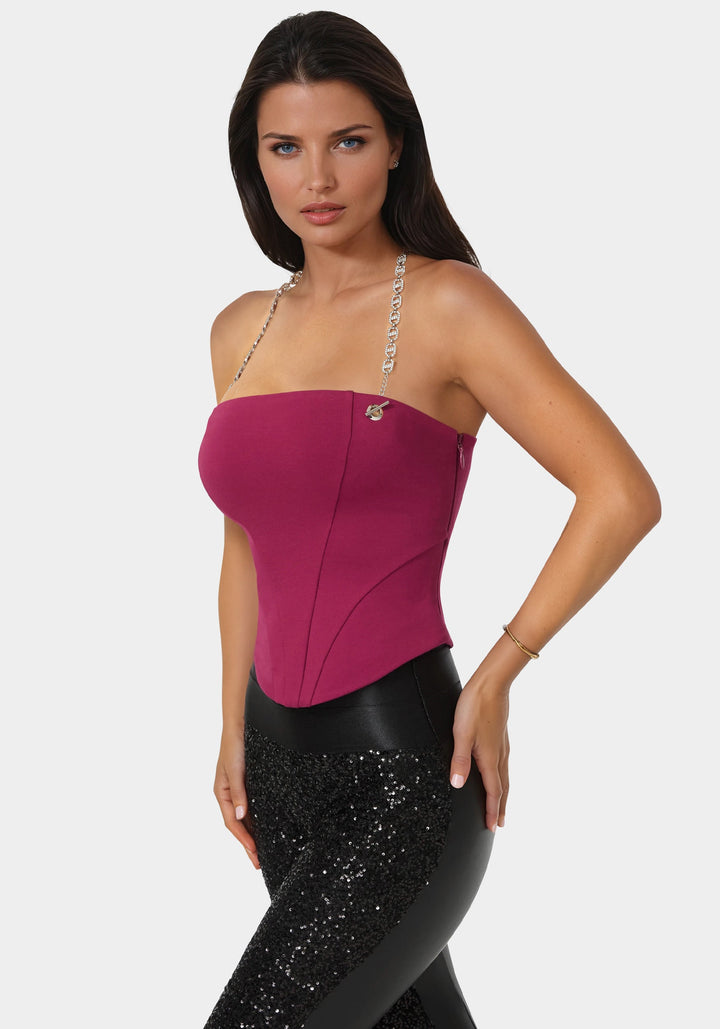 Detail View-Chain Halter Corset-BERRY KISS